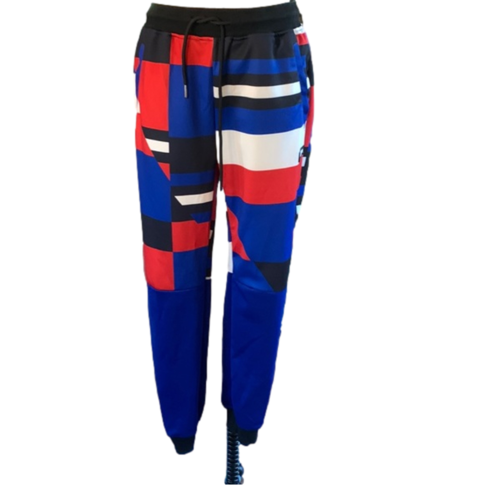 REASON size small red, white, and blue joggers